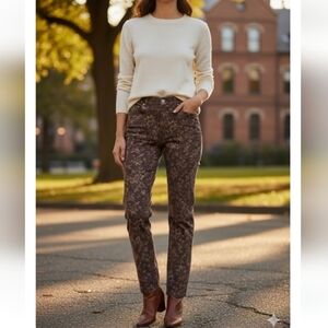 Vintage Lauren Ralph Lauren Brown Floral Print Pants/Jeans 5 Pocket